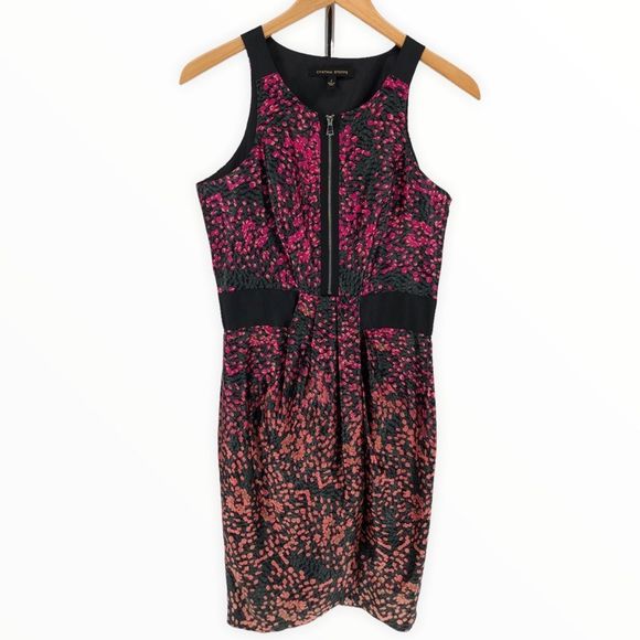 Cynthia Steffe Silk Multicolor Sue Cerise Zip Front Sleeveless Dress size 6 - Picture 1 of 12